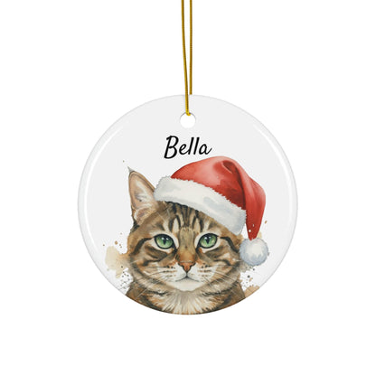 Cat Christmas Ornament, Holiday Cat Decoration, Cute Santa Hat Cat Ornament, Cat Lover Gift, Tree Ornament With Cat Design
