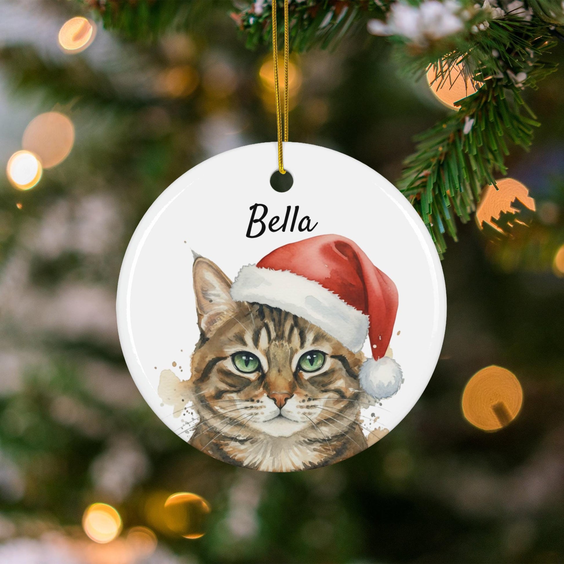 Personalized Cat Christmas Ornament: Custom Pet Photo Ceramic Keepsake