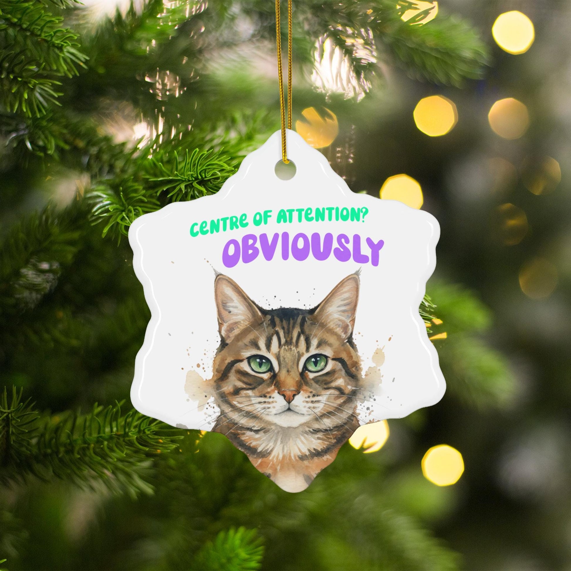 Cat Lover Christmas Ornament, Funny Cat Ornament, Cute Tabby Cat Holiday Decoration, Perfect Gift for Cat Owners