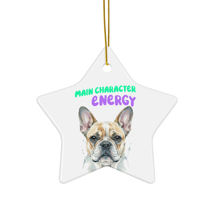 French Bulldog Star Ornament, Dog Lover Christmas Decoration, Cute Pet Holiday Gift, Main Character Energy Christmas Ornament