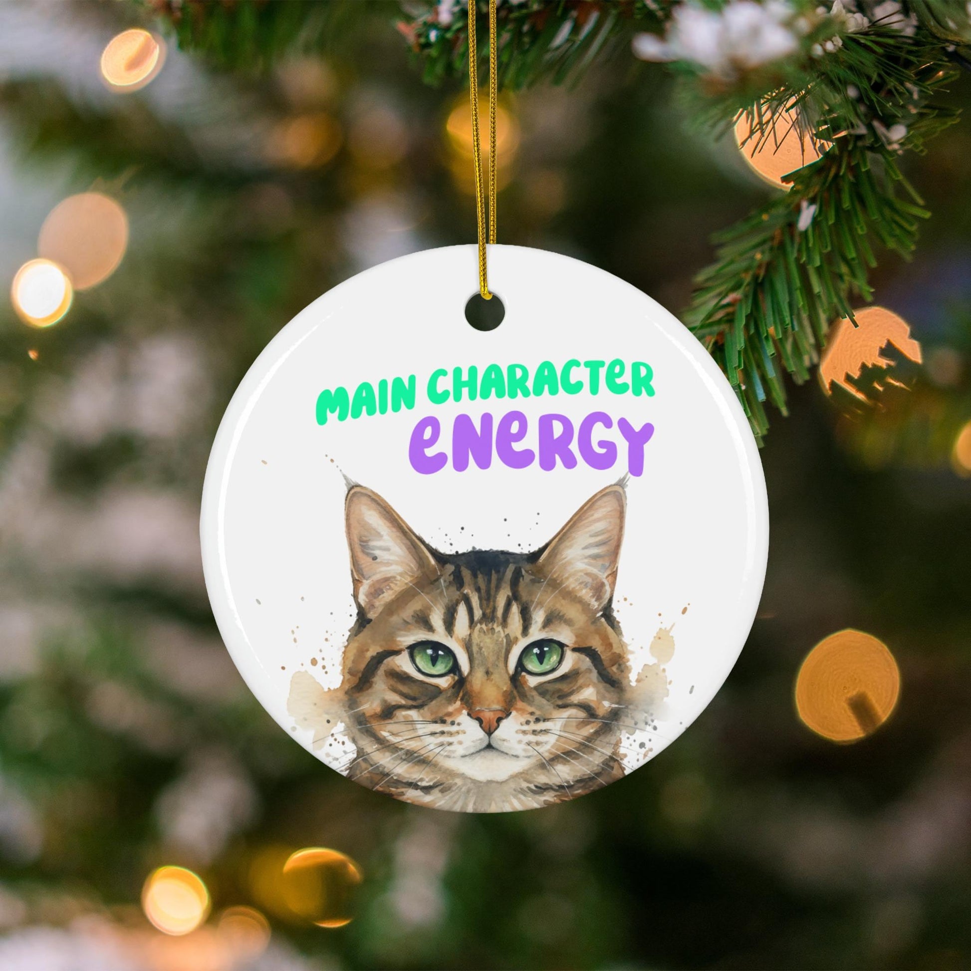 Cat Christmas Tree Ornament, Main Character Energy Cat Decoration, Funny Cat Lover Holiday Ornament, Unique Pet Gift Idea