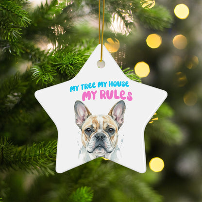 Christmas tree ornament, dog-themed holiday decoration, star-shaped ornament, perfect for pet lovers, unique Christmas gift