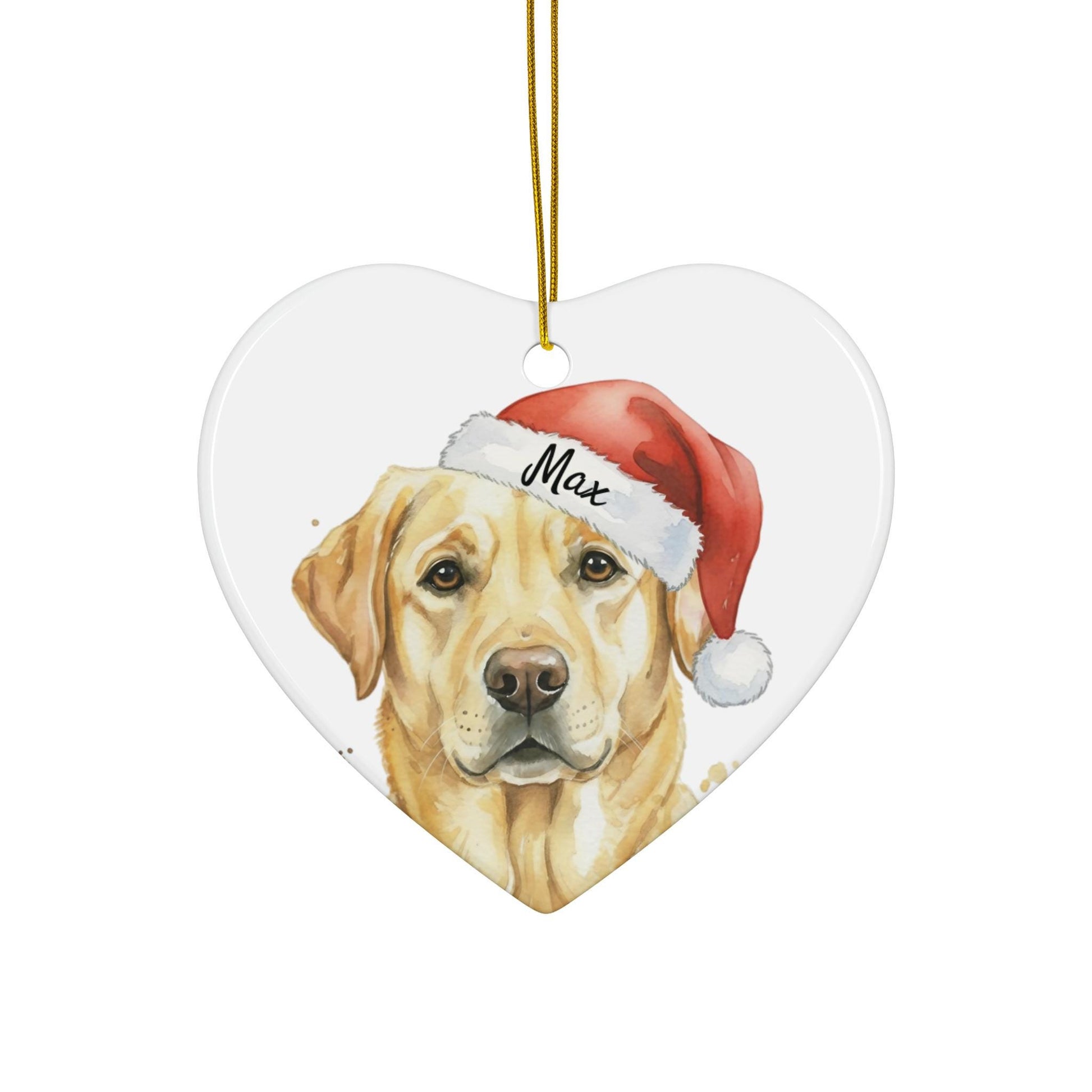 Cute Dog with Santa Hat Heart Ornament, Christmas Tree Decoration, Holiday Gift for Pet Lovers, Festive Home Decor