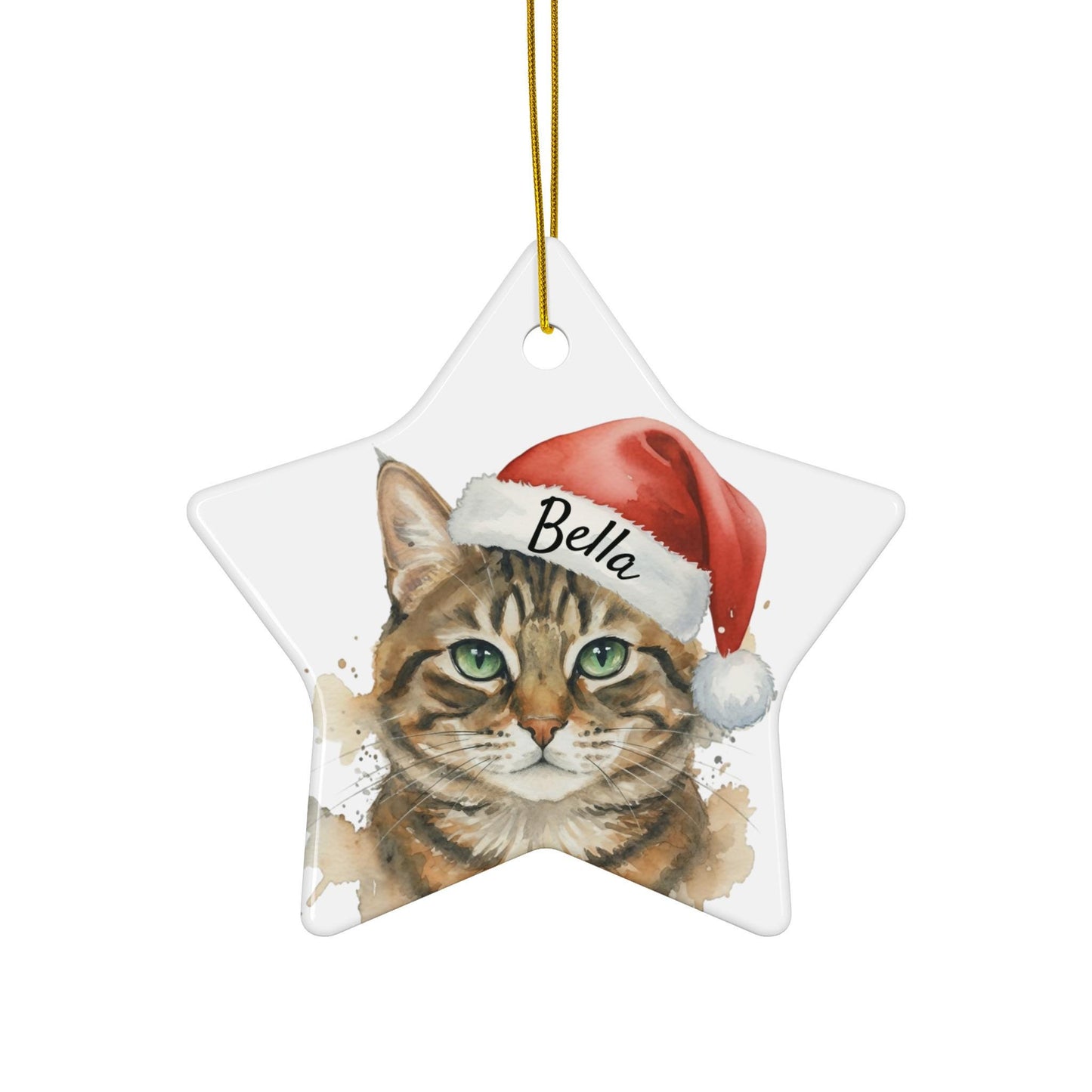 Personalized Cat Christmas Ornament, Custom Pet Ornament, Star Shaped Decoration, Cat Lover Gift, Holiday Tree Ornament, Custom Name