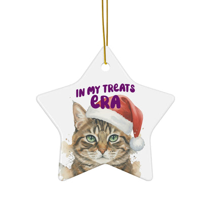 Christmas Cat Ornament, Star Shaped Cat Decoration, Cute Cat with Santa Hat, Perfect Tree Decoration, Holiday Home Decor