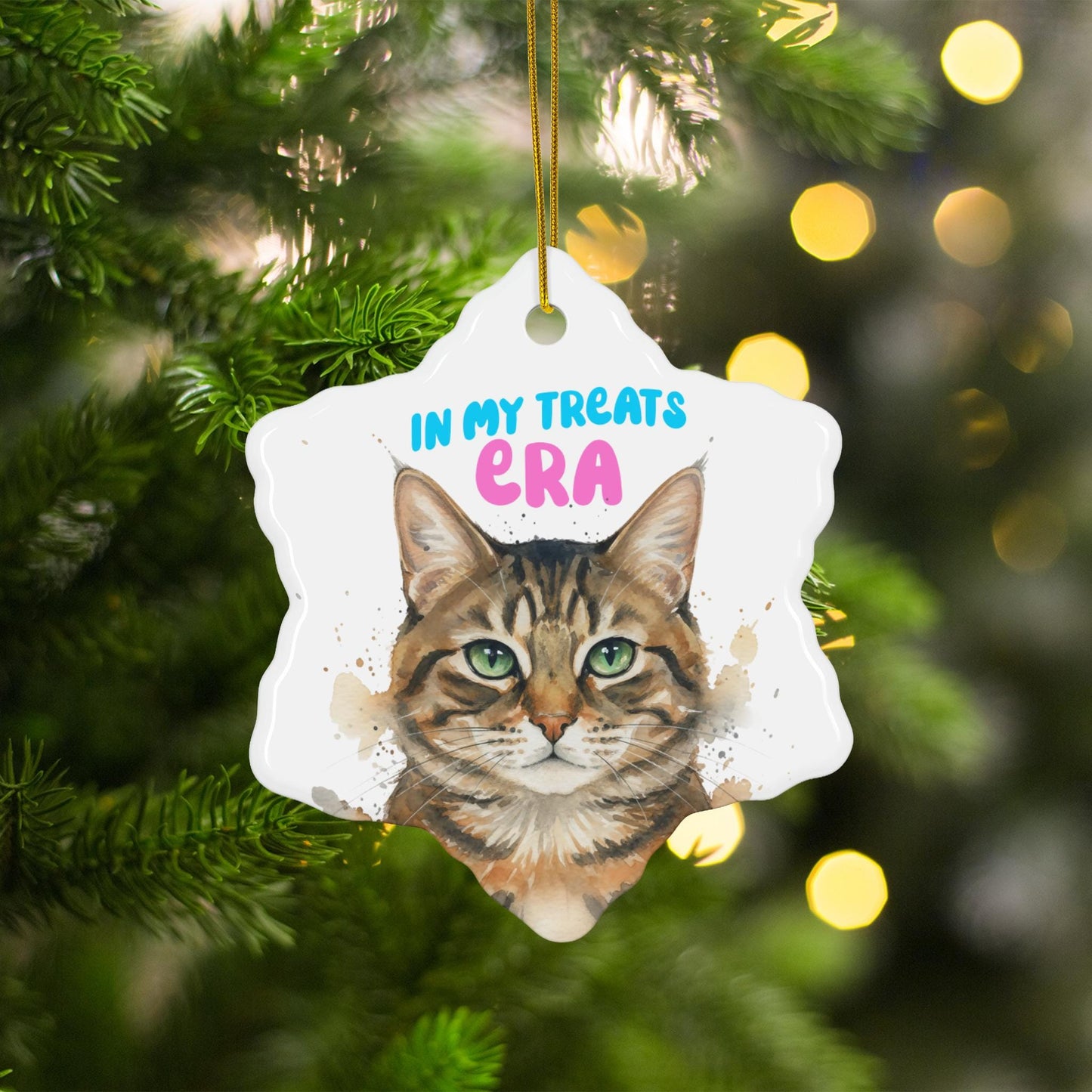 Cute Cat Christmas Ornament, In My Treats Era Decoration, Funny Pet Gift for Cat Lovers, Holiday Tree Decor, Kitty Themed Ornament