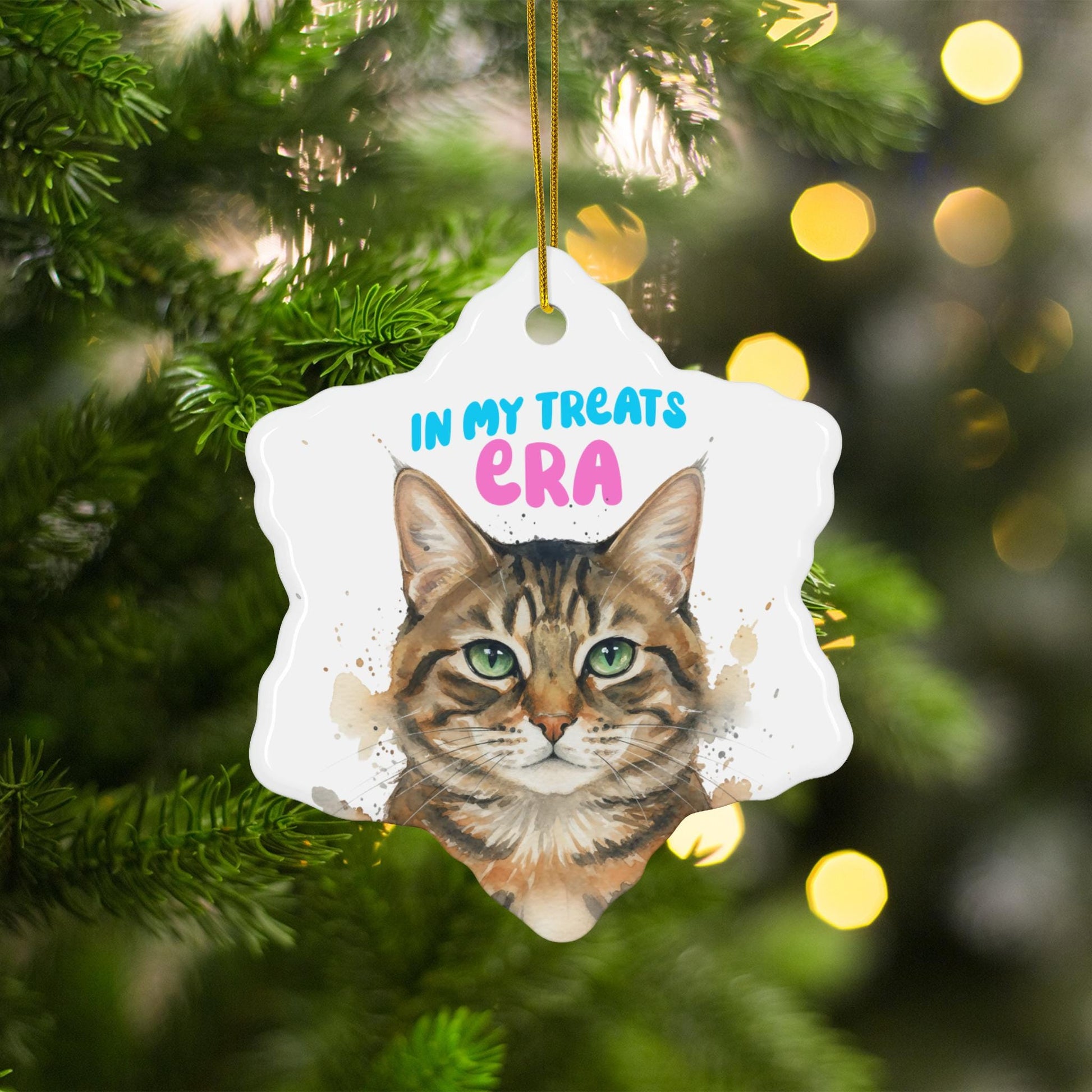Cute Cat Christmas Ornament, In My Treats Era Decoration, Funny Pet Gift for Cat Lovers, Holiday Tree Decor, Kitty Themed Ornament