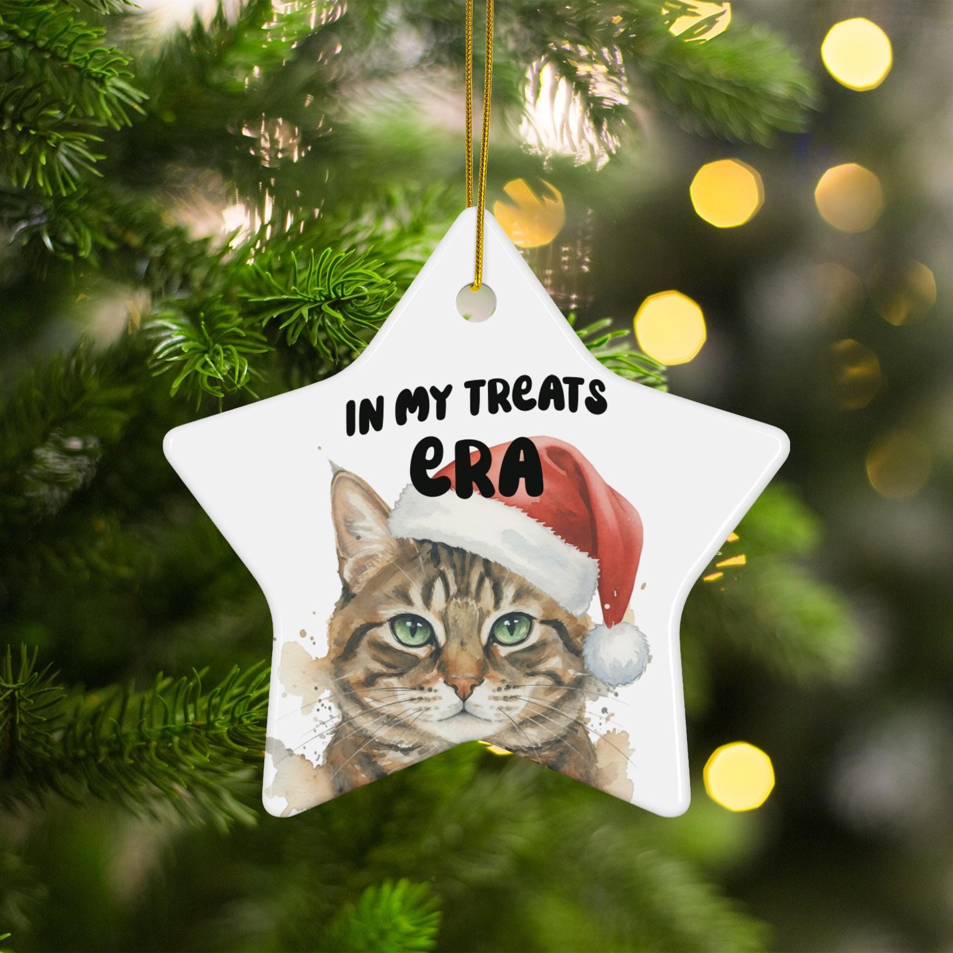 Personalized Cat Christmas Ornament, Cute Cat Holiday Decoration, Star Shaped Pet Ornament, Custom Cat Lover Gift