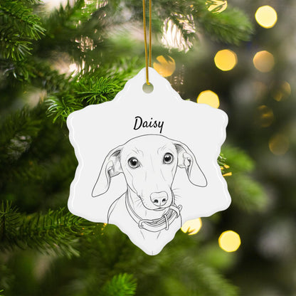Personalized Dog Christmas Ornament, Custom Pet Portrait Decoration, Unique Holiday Gift for Dog Lovers, Pet Memorial Keepsake