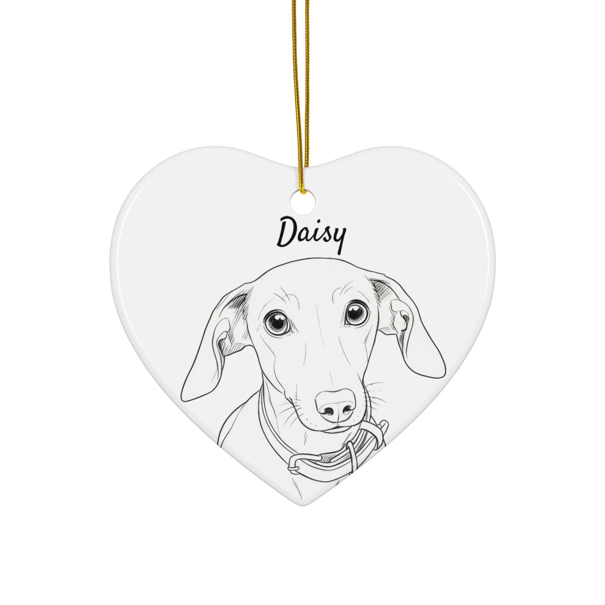 Heart-shaped dog portrait ornament, custom pet illustration decoration, personalized gift for dog lovers, pet memorial keepsake