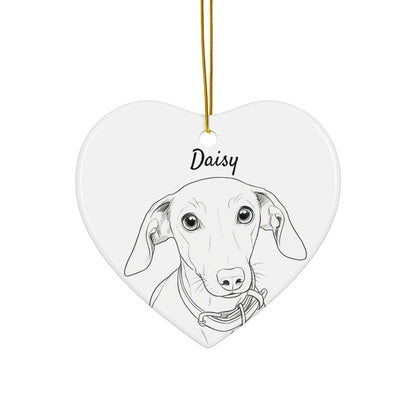 Heart-shaped dog portrait ornament, custom pet illustration decoration, personalized gift for dog lovers, pet memorial keepsake