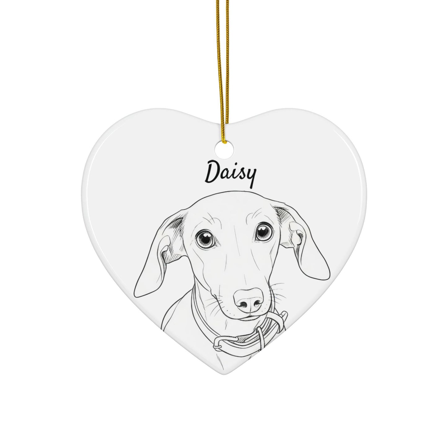 Heart-shaped dog portrait ornament, custom pet illustration decoration, personalized gift for dog lovers, pet memorial keepsake
