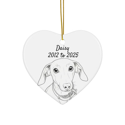 Personalized Heart Shaped Dog Memorial Ornament, Custom Pet Commemoration Gift, Pet Loss Keepsake, In Loving Memory Dog Ornament