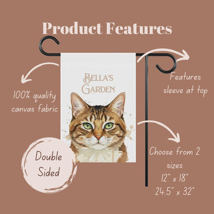 Custom Cat Garden Flag, Double Sided Pet Decoration, Personalized Yard Sign, Outdoor Cat Decor, Customizable Garden Banner