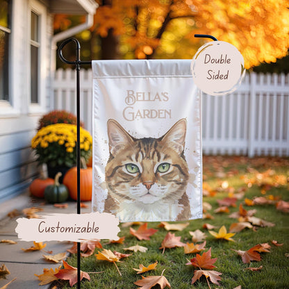 Personalized Garden Flag with Cat Face, Custom Yard Decor for Pet Lovers, Double Sided Outdoor Banner, Perfect Gift