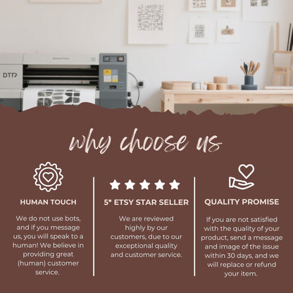 Why Choose Us Poster, Customer Service Sign, 5 Star Seller Display, Quality Promise Print, Human Touch Statement, Etsy Shop Decor