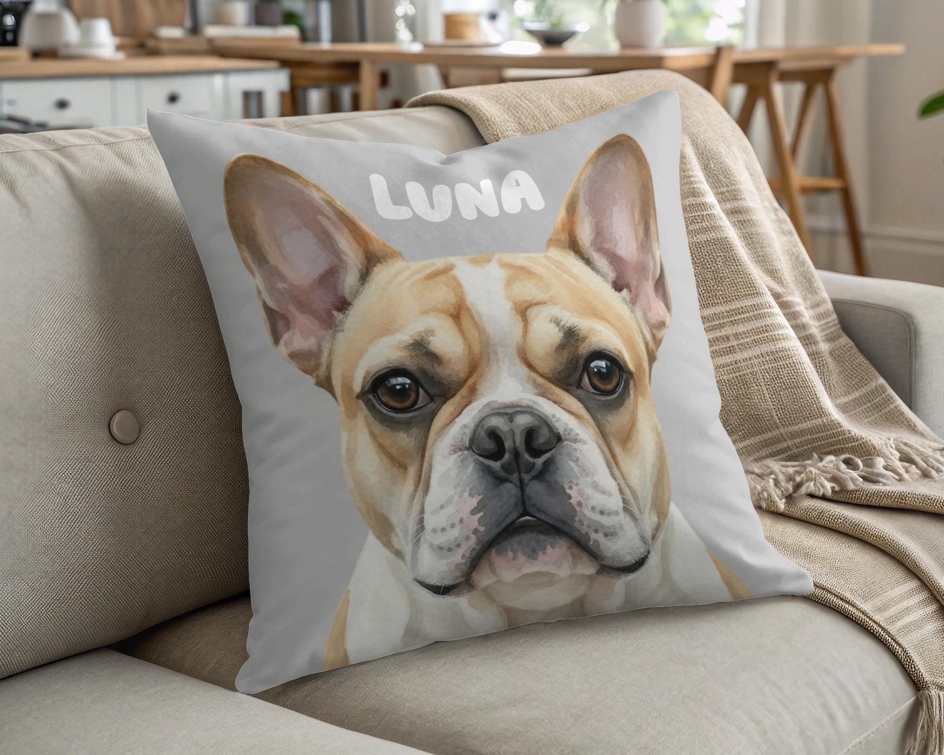 Custom Dog Pillow, French Bulldog Decor, Pet Portrait Cushion, Personalized Pet Gift, Cute Dog Lover Home Accessory, Dog Owner Present