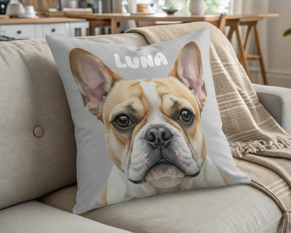 Custom Dog Pillow, French Bulldog Decor, Pet Portrait Cushion, Personalized Pet Gift, Cute Dog Lover Home Accessory, Dog Owner Present