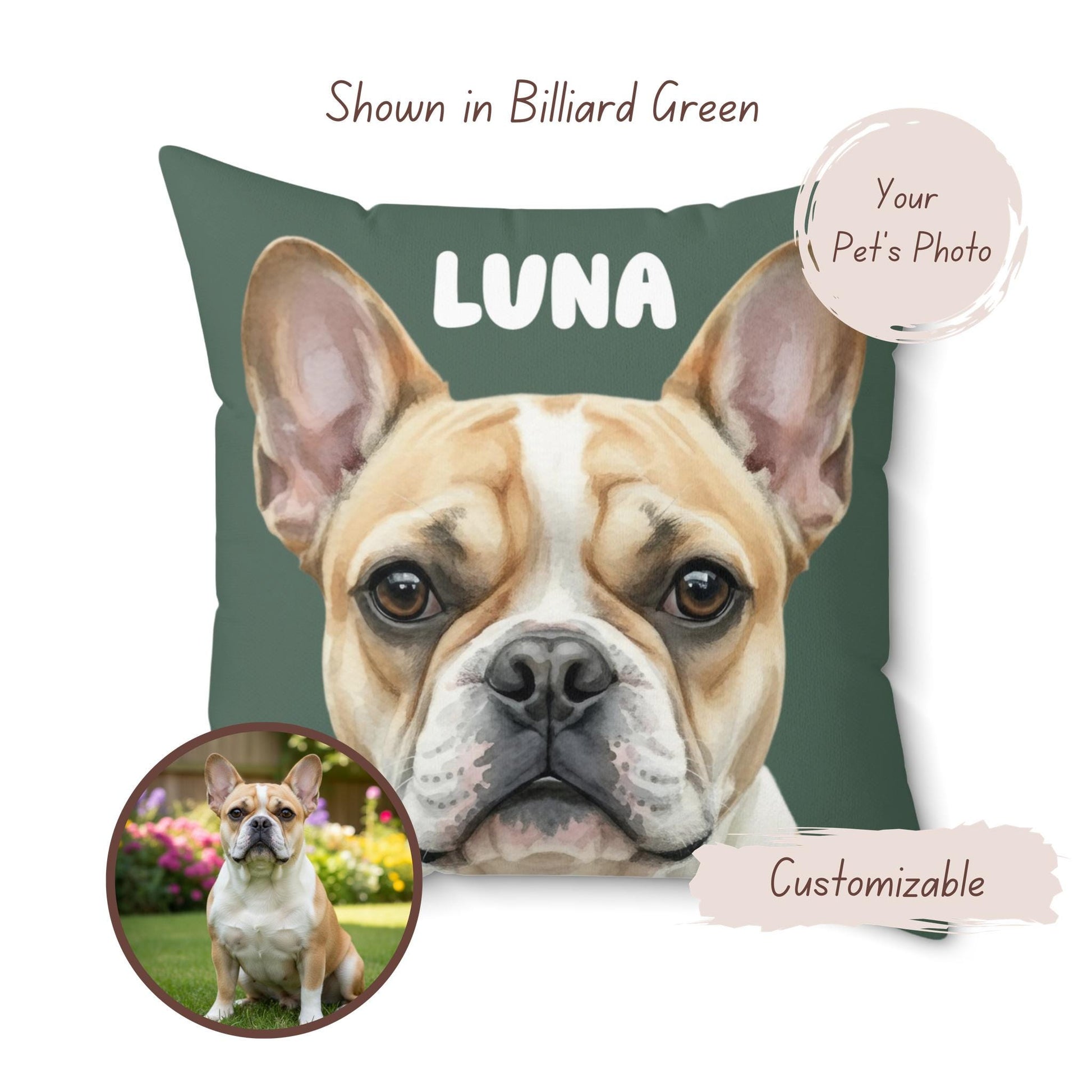 Custom Dog Photo Pillow, Personalized Pet Cushion, Unique Dog Lover Gift, Custom Pet Portrait Pillow, French Bulldog Decor, Pet Memory