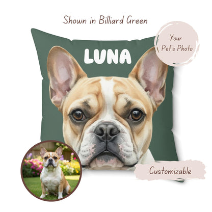 Custom Dog Photo Pillow, Personalized Pet Cushion, Unique Dog Lover Gift, Custom Pet Portrait Pillow, French Bulldog Decor, Pet Memory