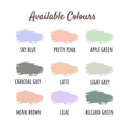 Color Options Sign For Home Decor, Available Colours Sky Blue Pretty Pink Apple Green Charcoal Grey Latte Light Grey Mink Brown Lilac