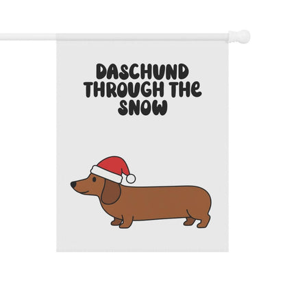 Funny Christmas Dachshund Flag, Holiday Dachshund Decor, Dashing Through The Snow Dog Flag, Christmas Dog Lover Gift