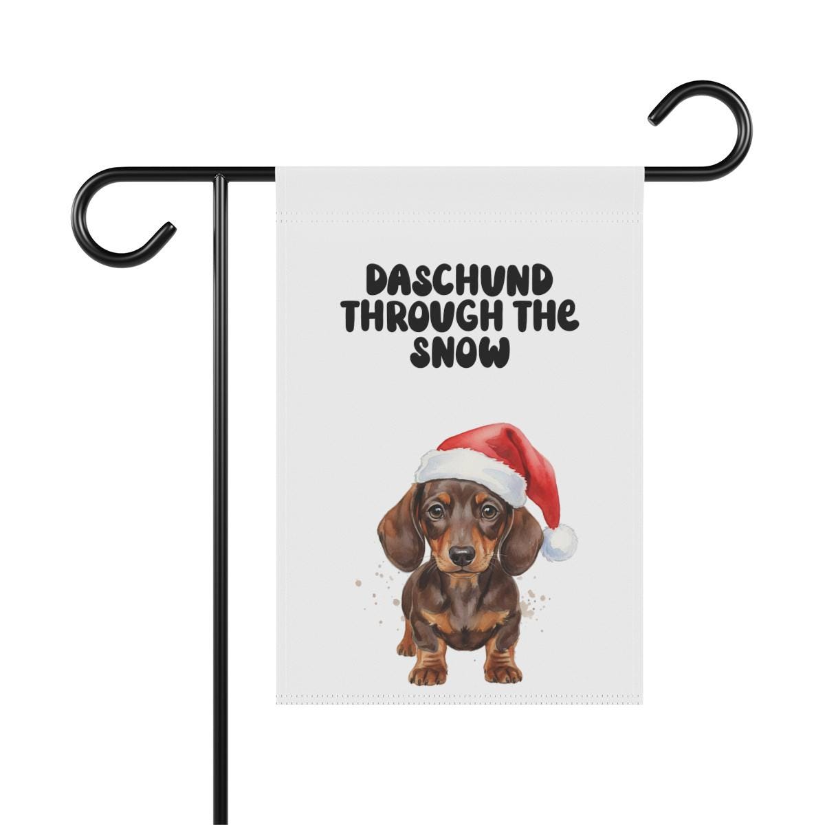 Dachshund Through The Snow Garden Flag, Christmas Dachshund Garden Decoration, Cute Dog Winter Yard Flag