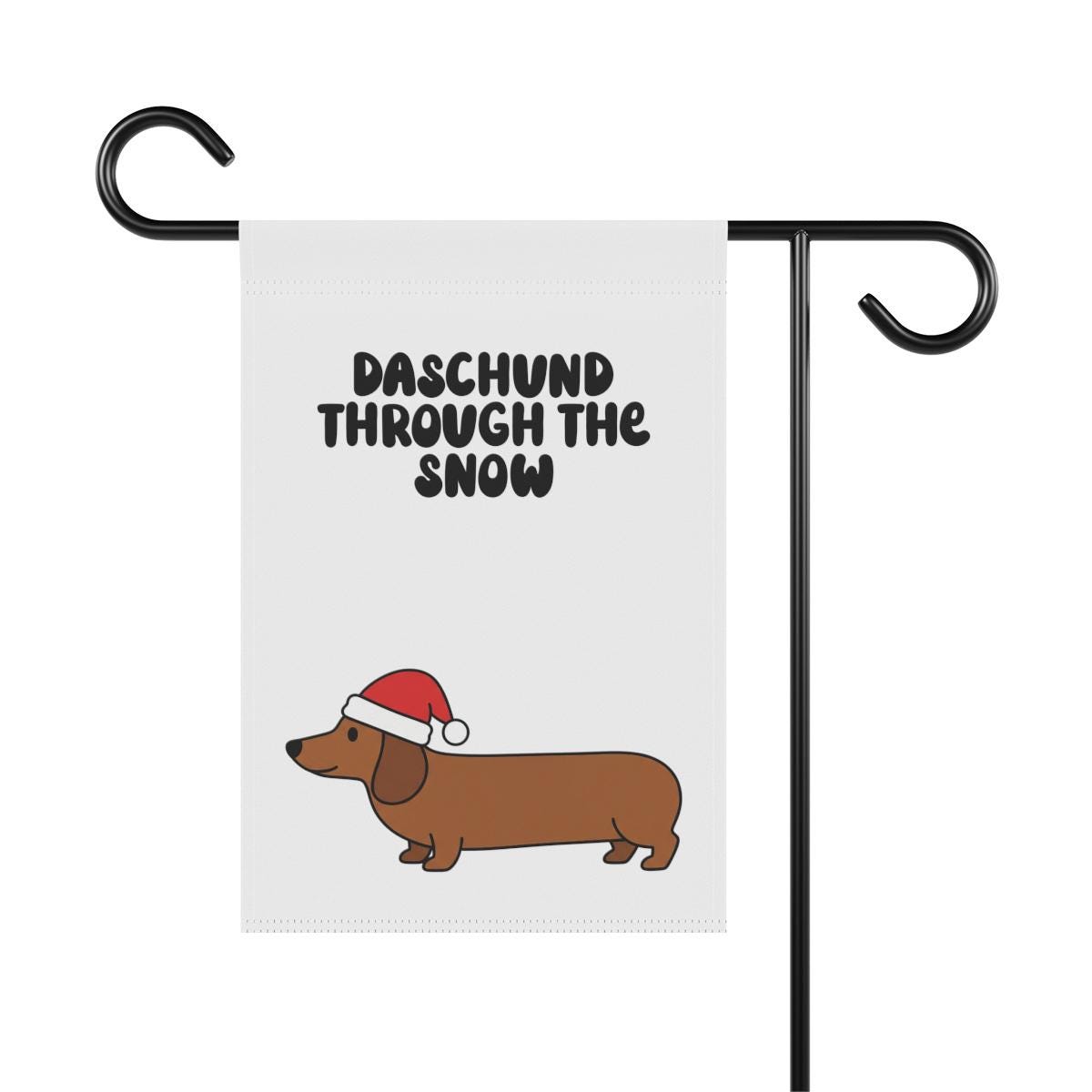 Festive Daschund Garden Flag, Christmas Dachshund Decor, Holiday Dog Yard Sign, Cute Dog Lover Gift, Winter Outdoor Decoration