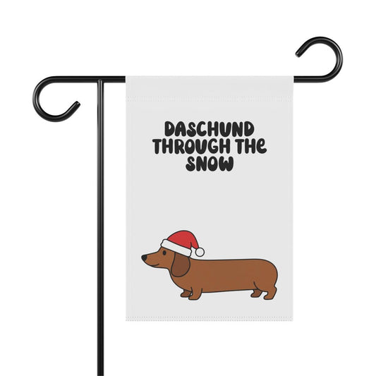 Christmas Yard Flag, Dachshund Through The Snow Garden Flag, Holiday Decoration, Winter Outdoor Decor, Festive Dog Lover Gift