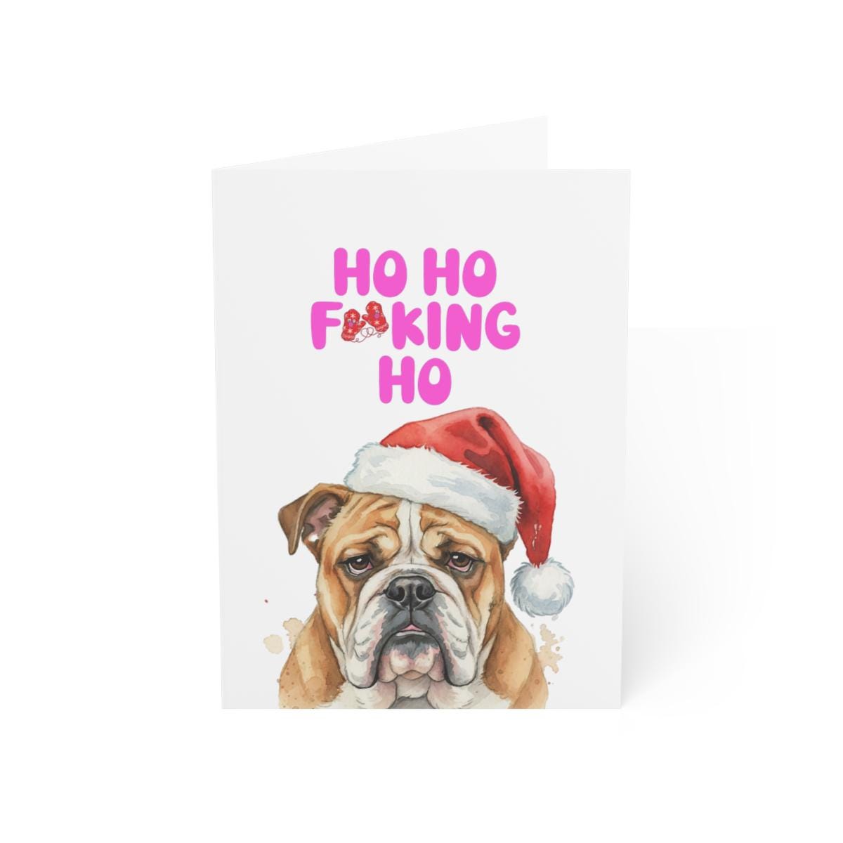 Funny Christmas Card, Bulldog Dog Holiday Card, Naughty Holiday Greeting, Humorous Xmas Card, Unique Dog Lover Gift