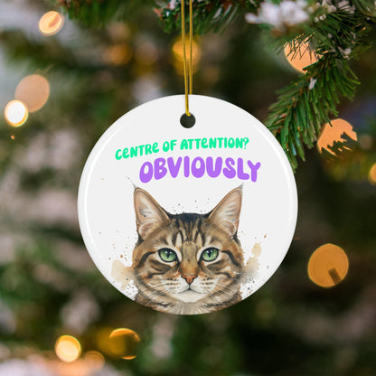 Funny Cat Lover Christmas Ornament, Cute Tabby Cat Decoration, Humorous Holiday Gift, Cat Christmas Decoration, Pet Lover Ornament