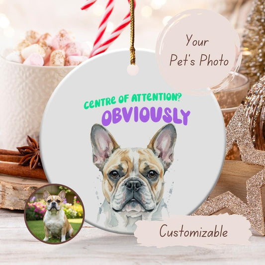 Custom Dog Photo Ornament, Personalized Pet Keepsake, Unique Holiday Decor, Customizable Pet Christmas Ornament, Pet Lover Gift