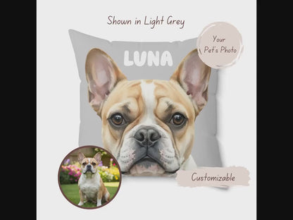 Custom Watercolor Pet Portrait Pillow: Personalized Dog Memorial Cushion