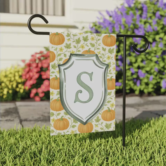 Custom Family Name Garden Flag: Vintage Halloween Pumpkin Monogram