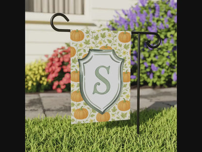 Custom Family Name Garden Flag: Vintage Halloween Pumpkin Monogram