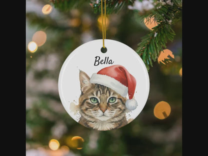 Personalized Cat Christmas Ornament: Custom Pet Photo Ceramic Keepsake
