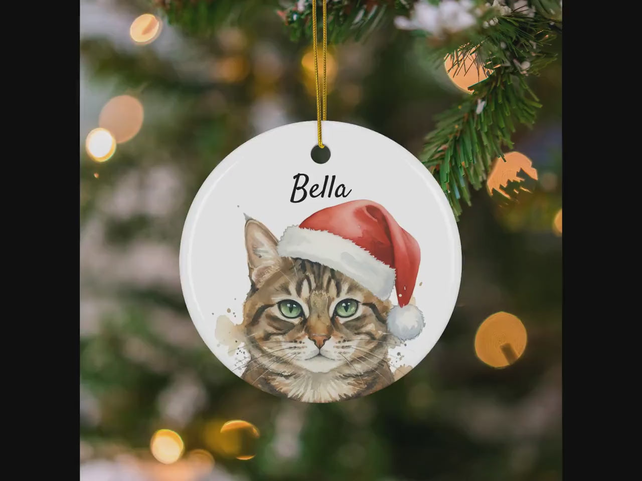 Personalized Cat Christmas Ornament: Custom Pet Photo Ceramic Keepsake